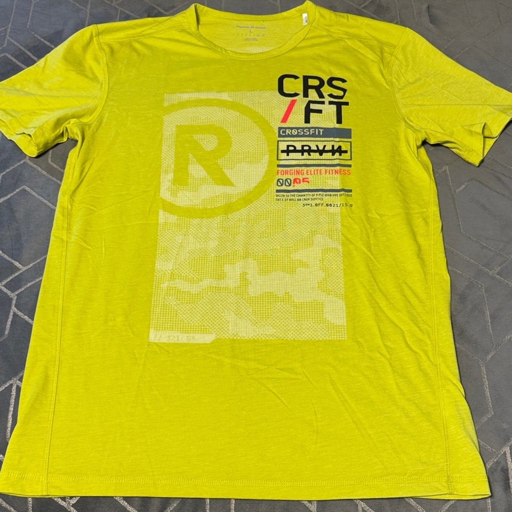 Reebok CrossFit Men's Neon Yellow CrossFit Tee Size Large